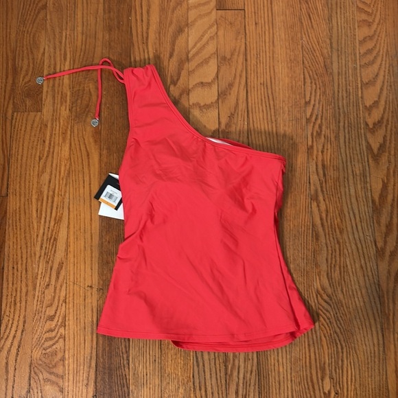 Dkny One Shoulder Tankini Top Swimsuit Orange Coral Size Small NWT bikini - Picture 7 of 7